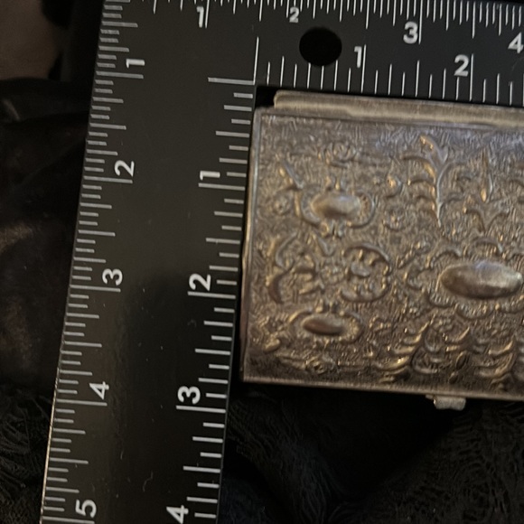 Vintage Trinket Box Silver plated Chrome Iron Chest - Picture 7 of 7